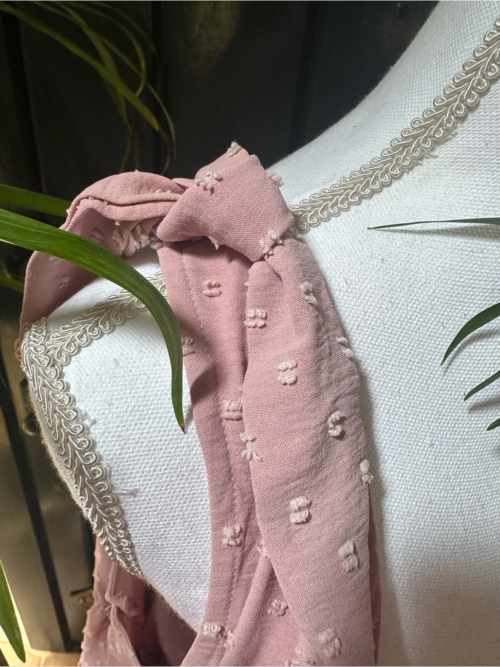 LUCKY BRAND Boho Swiss dot Blush Pink Dress NWT Size Lg Sundress - Picture 6 of 8